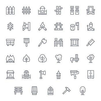 35 Display Perfect Icons themed around Wood in 256x256 Regular Line format vector