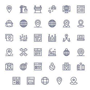Site Modern Collection with 35 Regular Line High Resolution Grid Fitted Icons vector