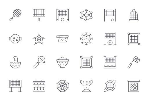 24 Icons inspired by Mesh in Pixel Optimized High Resolution Thin Line quality vector