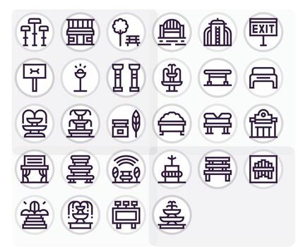28 256x256 Bold Line Pixel Aligned Icons for Public Space Projects vector