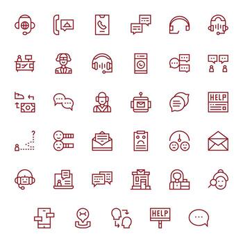 35 cuadrícula equipado alto resolución íconos para cliente Servicio en elegante regular línea diseño vector