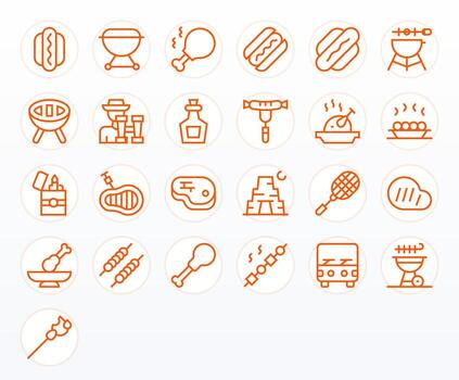 25 High Resolution Regular Line Display Perfect Icons for Bbq Projects vector