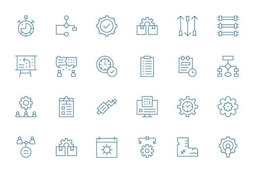 Workflow Modern Collection with 24 Thin Line High Resolution Pixel Aligned Icons vector
