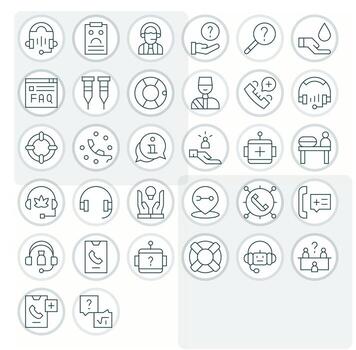 32 128x128 Thin Line Icons optimized for Assistance Pixel Aligned display vector
