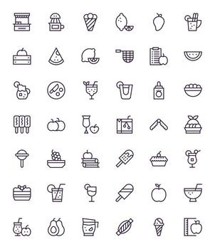 42 Regular Line Icons designed for Fruit in 256x256 Display Perfect format vector