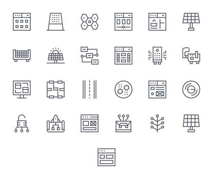 módulo visual paquete conteniendo 25 regular línea detalle mejorado íconos vector