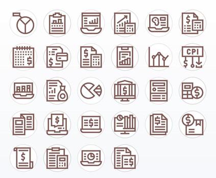 28 Bold Line Pixel Optimized 128x128 Icons from Financial Report Suite vector