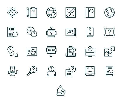 25 Icons inspired by Missing in Display Perfect 64x64 Regular Line quality vector
