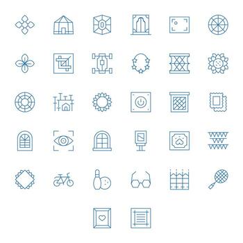 32 64x64 Thin Line Pixel Aligned Icons for Frame Projects vector