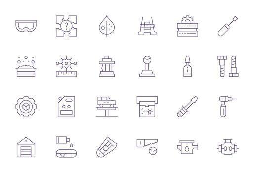 24 Thin Line Editable High Resolution Icons from Maintenance Suite vector
