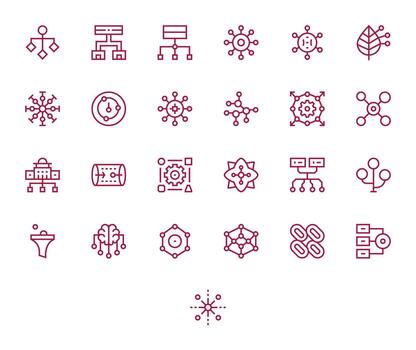 25 Regular Line Grid Fitted 256x256 Icons from Dataflow Suite vector
