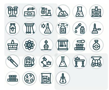 experimentar diseño íconos presentando 28 cuadrícula equipado negrita línea estilo vector