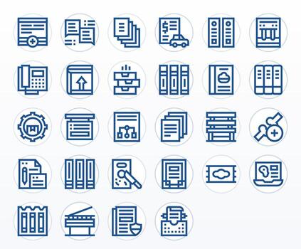 Document Management Visual Pack containing 28 Bold Line Display Perfect Icons vector