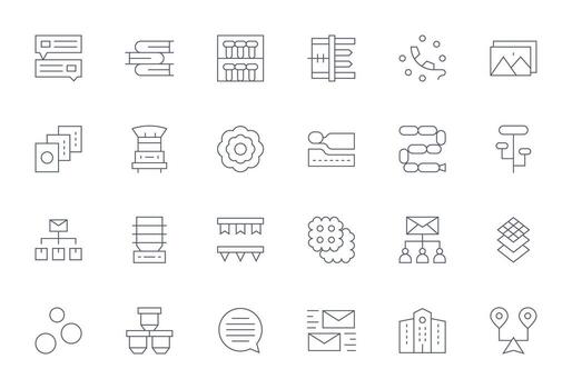 Multiple Exclusive Set featuring 24 Thin Line Pixel Optimized Retina Ready Icons vector