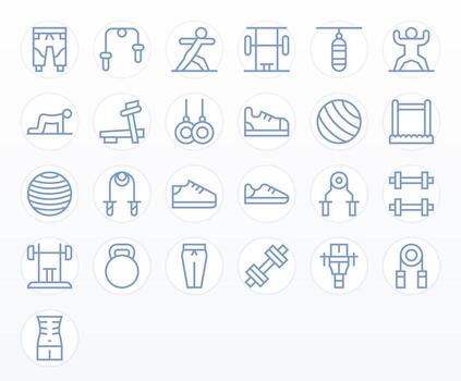 25 Regular Line Pixel Optimized Vectors for Workout Theme