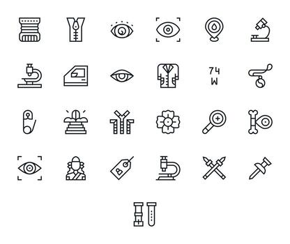 25 High Resolution Regular Line Pixel Aligned Icons for Detail Projects vector
