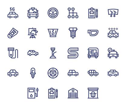 Auto Scalable Set featuring 28 Pixel Aligned Bold Line High Resolution Icons vector