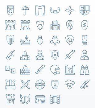 40 editable íconos temática alrededor defensa en 256x256 Delgado línea formato vector