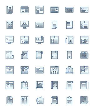 Article Essential Set including 42 Pixel Optimized Regular Line 256x256 Icons vector