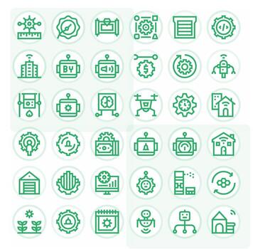 Automation Design Icons featuring 36 Grid Fitted Bold Line Style vector