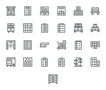 25 Icons inspired by Boxes in PIXEL Perfect High Resolution Regular Line quality vector