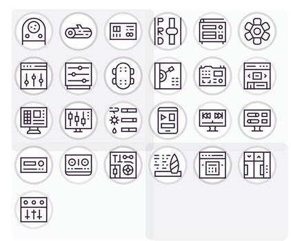 control S prima haz con 25 retina Listo píxel optimizado regular línea íconos vector