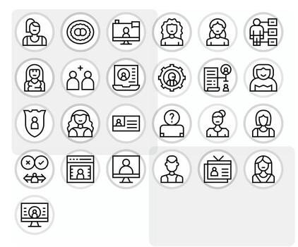 25 Icons for User Account featuring 64x64 Display Perfect Regular Line Graphics vector