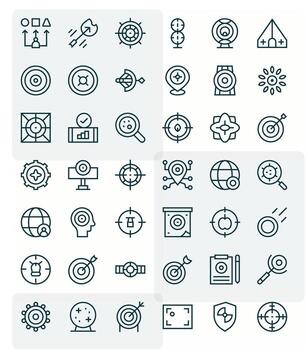 objetivo exhaustivo haz con 42 píxel Perfecto regular línea retina Listo íconos vector