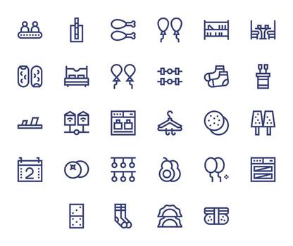 28 128x128 Bold Line Pixel Optimized Icons for Two Projects vector