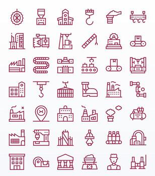 42 128x128 Icons for Factory in Display Perfect Regular Line Format vector