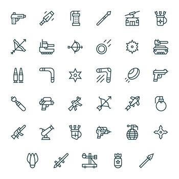 35 regular línea editable íconos a la medida para proyectil 64 x 64 interfaz vector