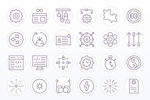 24 Pixel Aligned Thin Line Icons from Dynamic Collection vector