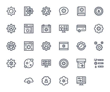 28 PIXEL Perfect Bold Line Icons designed for Customization Interface vector