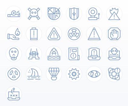 Warning Sign Icon Set with 25 Regular Line 128x128 PIXEL Perfect Graphics vector