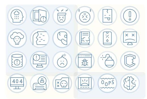Thin Line Editable Icons from System Error Set with 24 High Resolution Icons vector