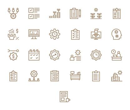 Productivity Icon Repository containing 25 Regular Line Retina Ready Pixel Optimized graphics vector