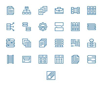 25 64 x 64 regular línea íconos para carpetas con píxel optimizado precisión vector