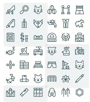 Line Essential Set including 42 Pixel Optimized Regular Line High Resolution Icons vector
