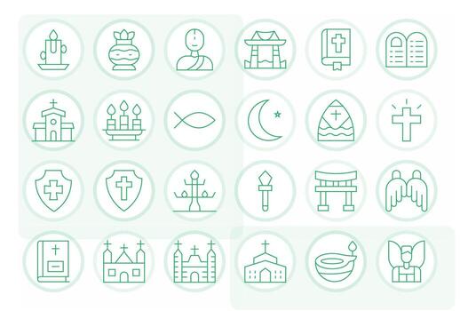 Holy Icon Set with 24 Thin Line High Resolution Pixel Aligned Graphics vector