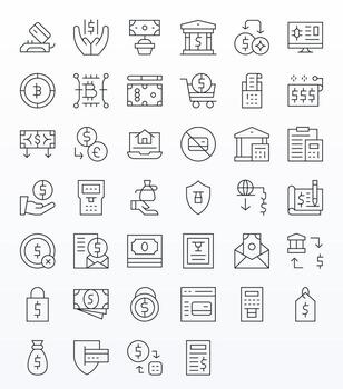 40 64 x 64 Delgado línea íconos optimizado para transacción cuadrícula equipado monitor vector