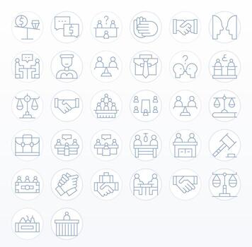 Negotiation Comprehensive Bundle with 32 Pixel Aligned Thin Line 128x128 Icons vector