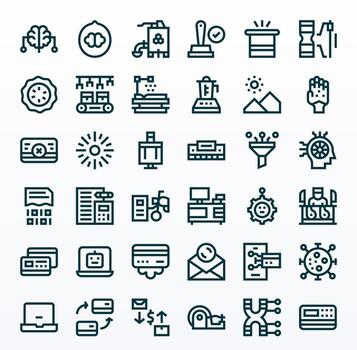 Procesando exhaustivo haz con 36 editable negrita línea alto resolución íconos vector