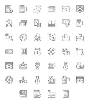 40 256x256 Icons for Transaction in Editable Thin Line Format vector