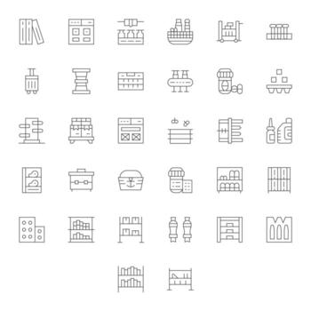 32 256x256 Thin Line PIXEL Perfect Icons for Containers Projects vector