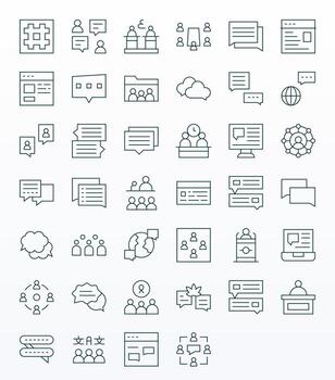 Forum Premium Bundle with 40 High Resolution Editable Thin Line Icons vector