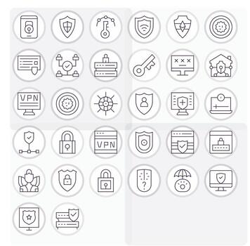 cortafuegos diseño íconos presentando 32 píxel optimizado Delgado línea estilo vector