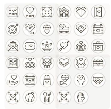Affection Icon Arsenal with 35 High Resolution Regular Line Display Perfect designs vector