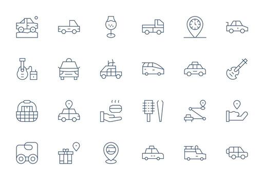 24 Thin Line Grid Fitted Icons tailored for Pickup 256x256 interface vector