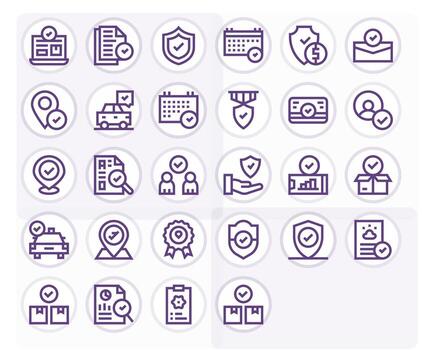 Confirmed Icon Set with 28 Bold Line 64x64 Display Perfect Graphics vector