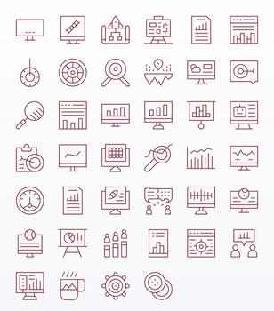 40 Thin Line Icons from Visualization in Retina Ready Pixel Optimized Quality vector